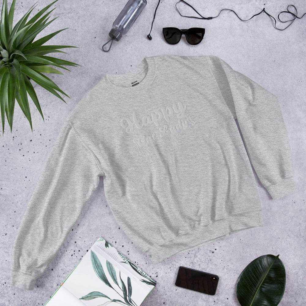 Happy Cat Lady Embroidered Sweatshirt - White Decals